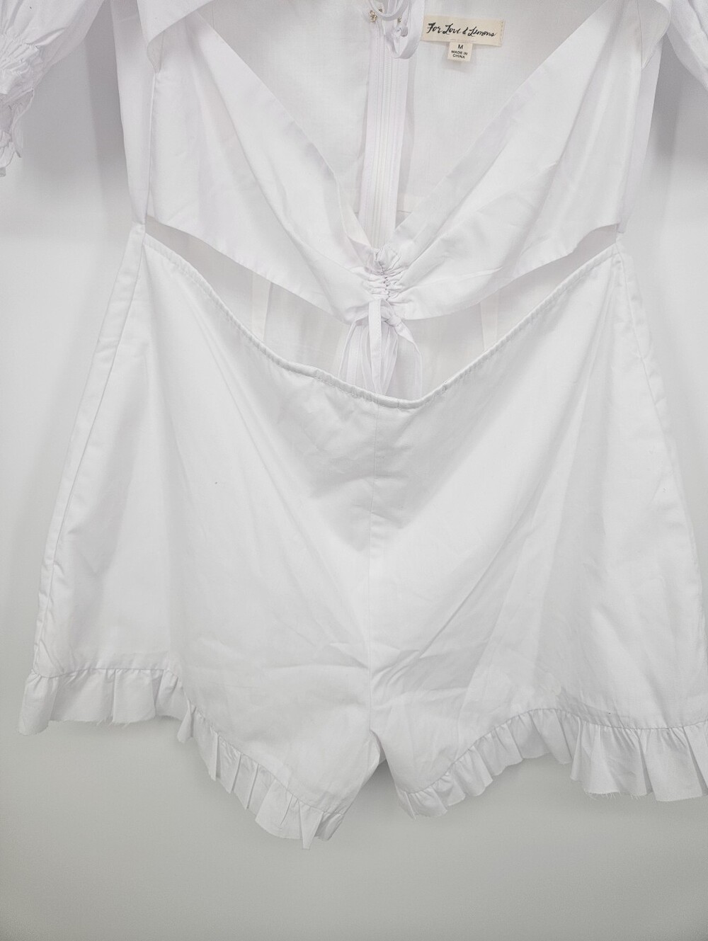 For Love And Lemons White Cut Out Puff Sleeve Romper - Picture 6 of 15